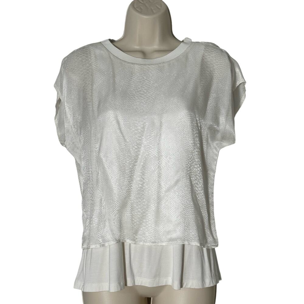 NWT Chelsea and‎ Walker Cap Sleeve Silk Snake Print Top in Ivory Size 8